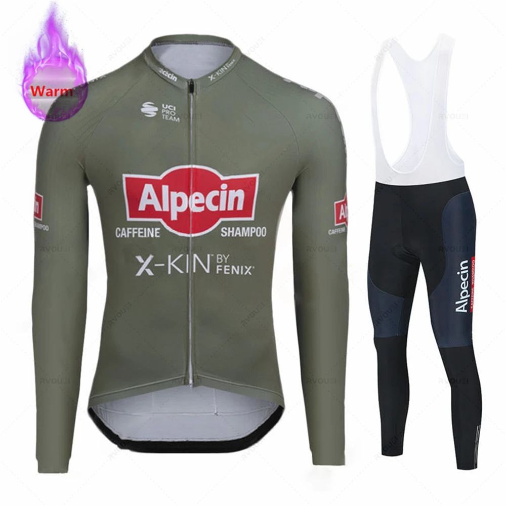 Alpecin Fenix Winter Thermal Fleece Abbigliamento Da Ciclismo Uomo Manica Lunga Jersey Suit Outdoor Riding Bike Mtb Abbigliamento Bavaglino Pantaloni 