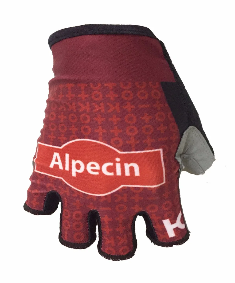 2018 Katusha Alpecin Team One Pair Sports Half Finger Cycling Jersey Guanti Mtb Road Mountain Bike Guanti In Gel Per Biciclette