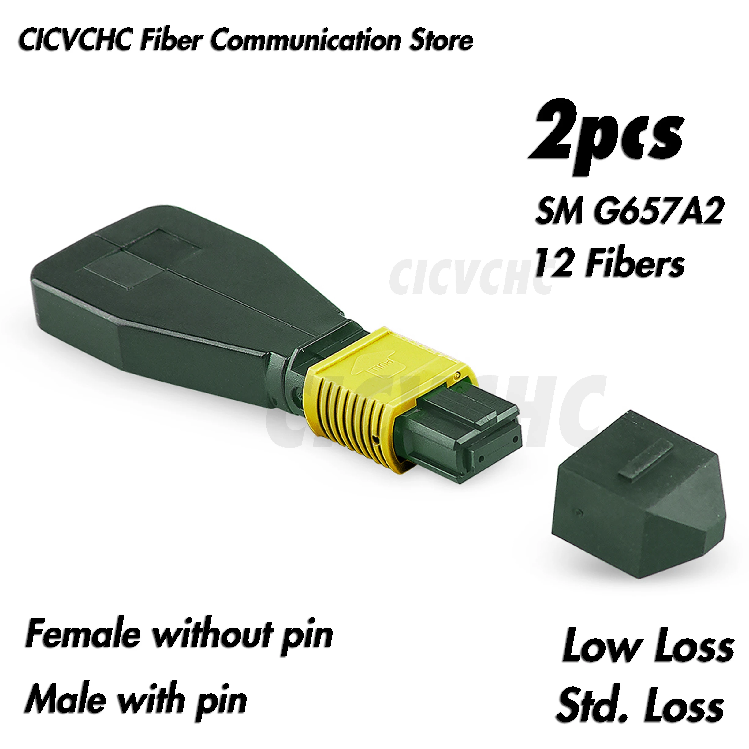 2 Pezzi 12 Fiber Mpo/Apc Modulo Loopback Single Mode Os2 Con Elite O Perdita Standard