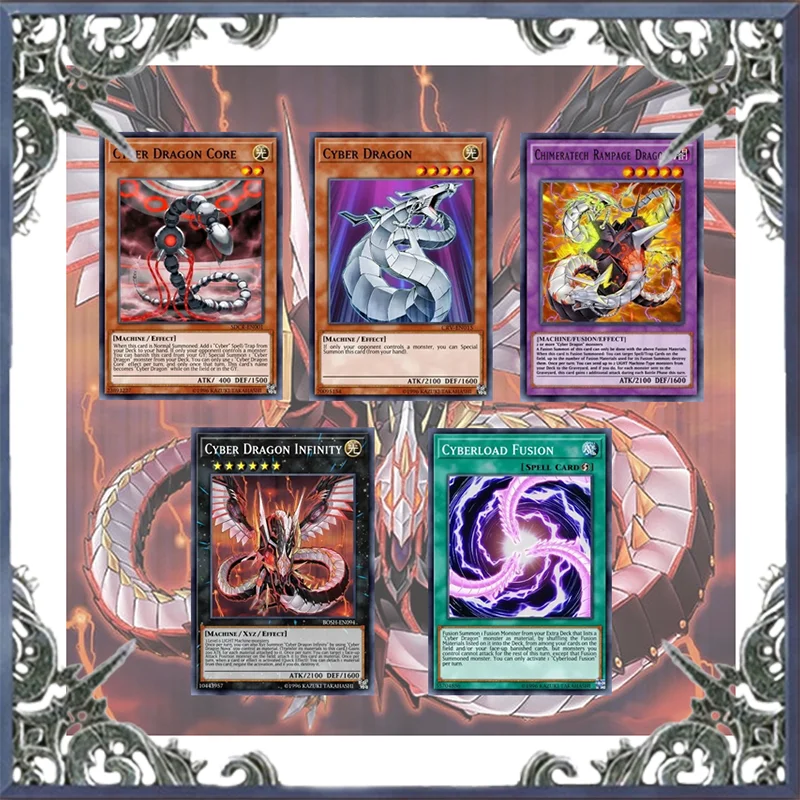 55 Pcs Cyber Dragon Yugioh Gioco Di Carte Deck Fai Da Te Cardnot Master Originale In Stock