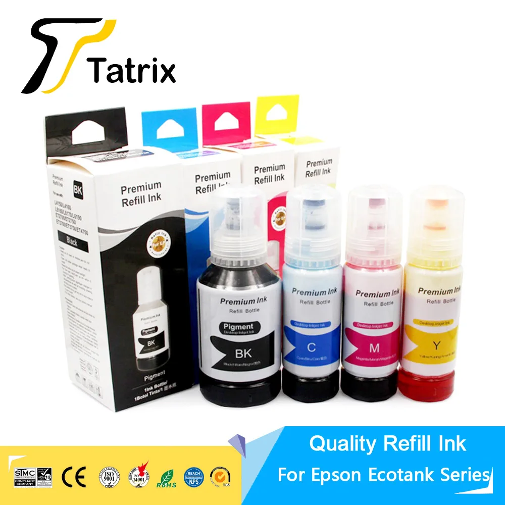Inchiostro Di Ricarica Di Qualità Tatrix Per 002 101 102 105 502 504 Per Epson Ecotank Ink L4150 L4160 L6160 L6170 L6190 Et2750 Et3700 Et4750