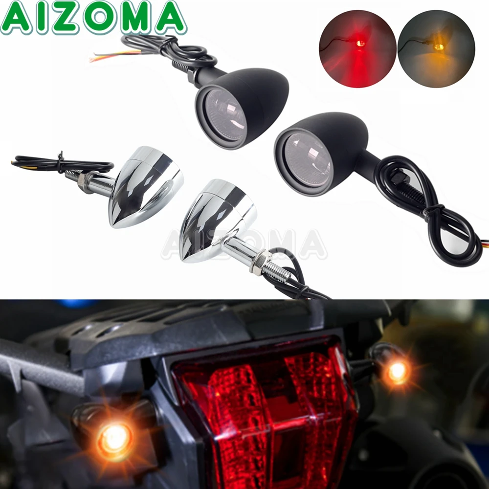 Moto Tail Bullet Led Turn Singal Brake Run Indicatore Di Direzione Luce Per Cafe Racer Dual Sporster Street Bike Chopper Bobber