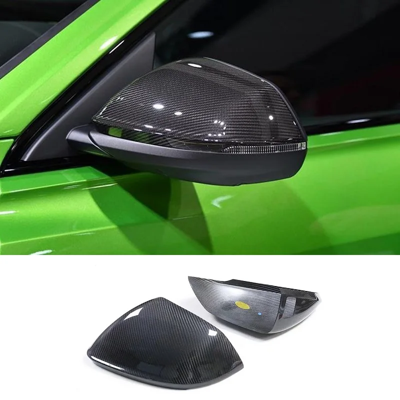 Real Dry Carbon Fiber Car Rear View Cap Reverse Case Shell Mirror Cover Add On Per Lamborghini Urus Audi Q8 Rsq8 2018-2023