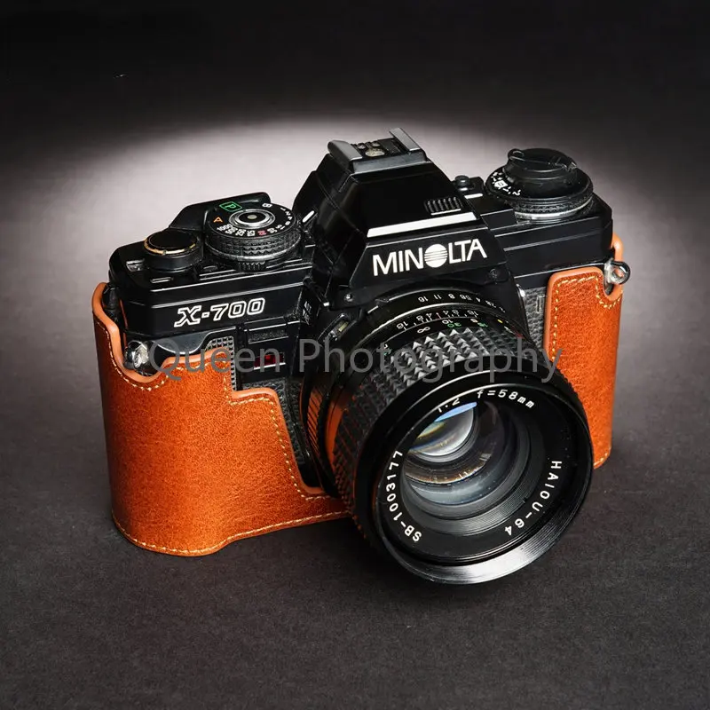 Custodia Per Fotocamera In Vera Pelle Di Vacchetta Borsa Per Il Corpo Custodia Per Fotocamera Per Minolta X-700 X-570 X-300 X-370 Custodia Protettiva 
