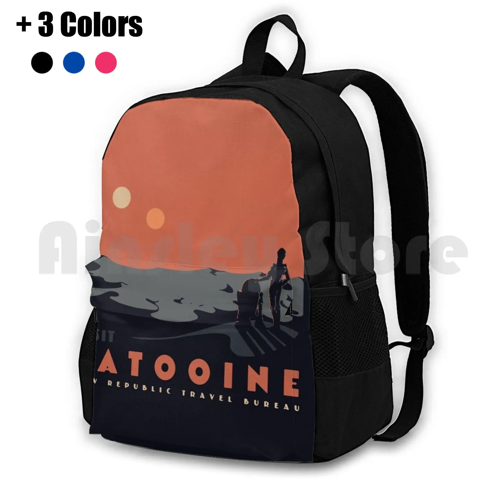 Visita Tatooine Zaino Da Trekking All'Aperto Impermeabile Campeggio Viaggio Retro Vintage Droids Tatooline R2D2 C3Po Sci Fi Travel City