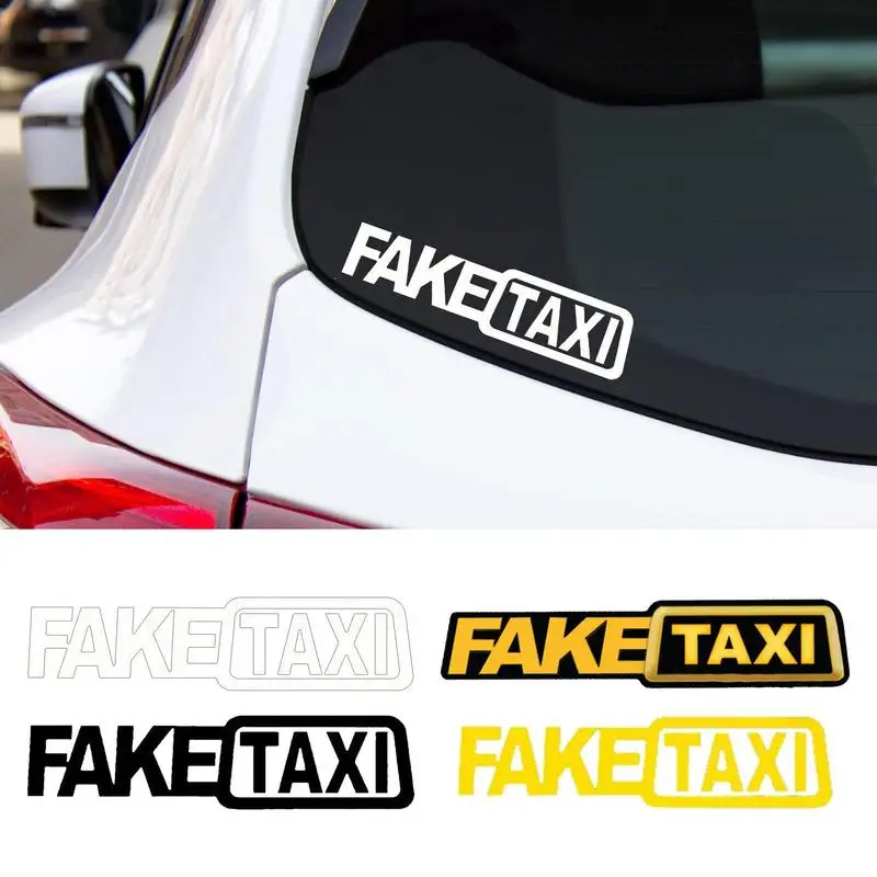 1 Pz Falso Taxi Auto Adesivi Falso Taxi Decalcomania Emblema Autoadesivo Adesivo Tre Cricelle Giallo Falso Taxi Logo Per Auto Moto