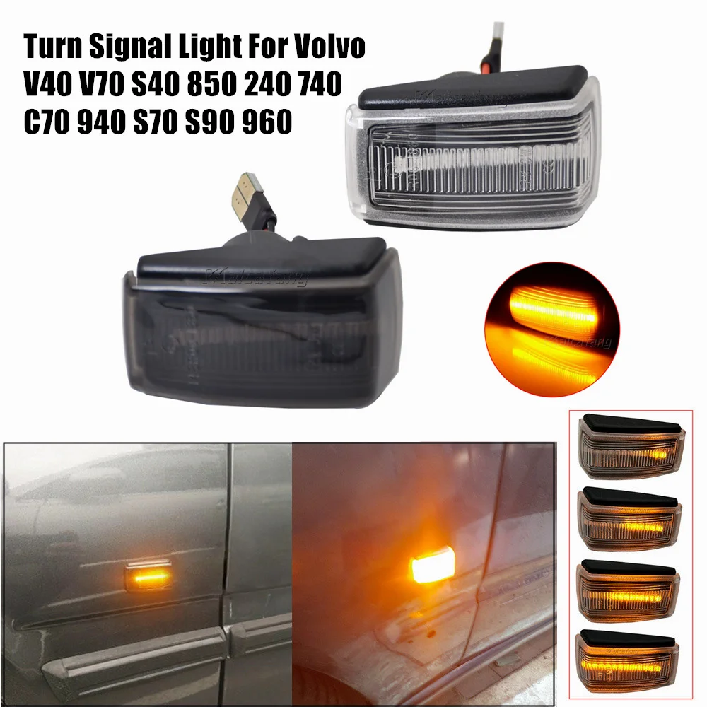 2Pcs Dynamic Led Side Marker Blinker Indicatore Di Direzione Per Volvo 240 260 262 740 760 850 940 C70 V40 V70 V90 9178885