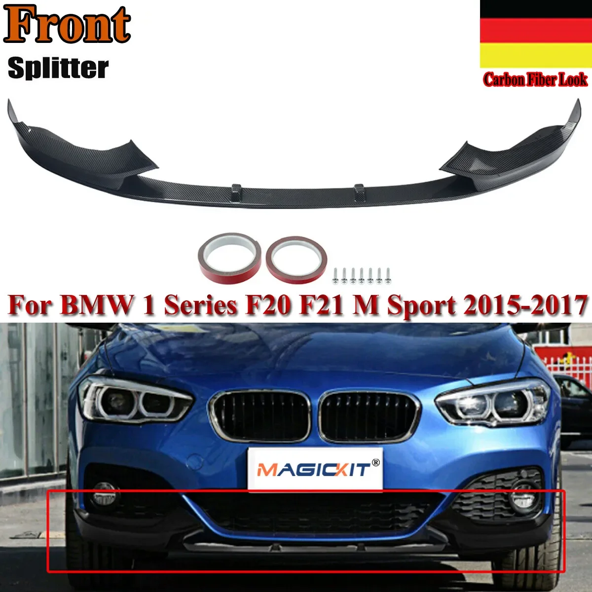 Magickit Per 1 Serie Bmw F20 F21 M Sport 2015 + M Performance Front Splitter Lip Valance