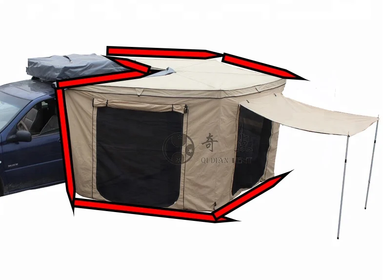 2.5M Raggio Pieghevole Facile Apertura Auto Campeggio Tenda Da Tetto 270 Dachzelt Grad Markise