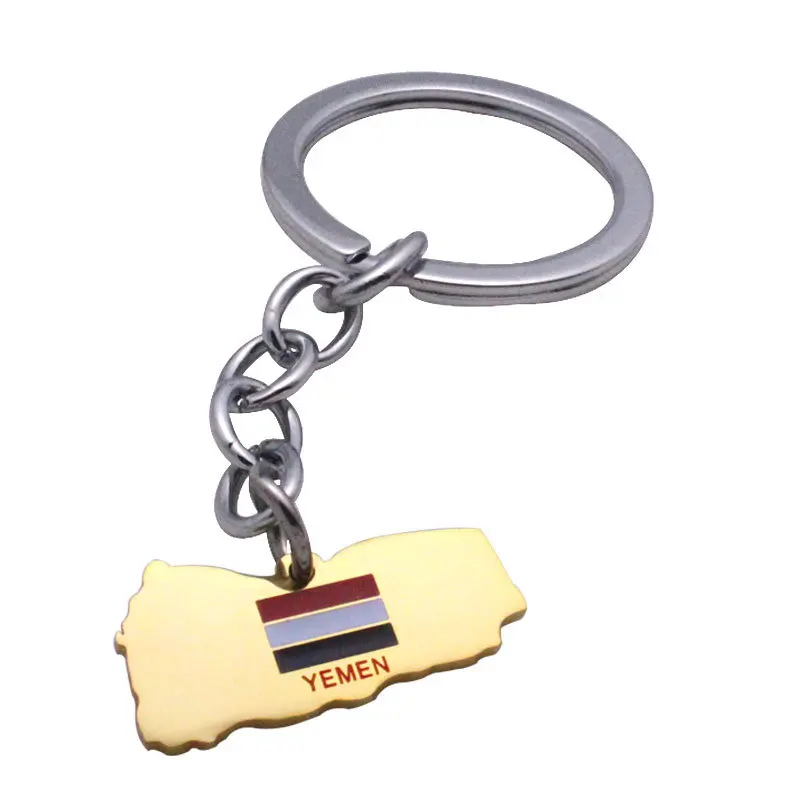 Zkd Yemen Mappa Yemen Bandiera Portachiavi In Acciaio Inox Portachiavi