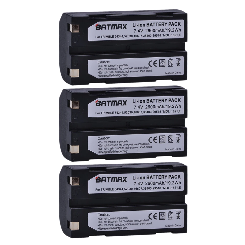 Batteria Batmax 3Pc 2600Mah Per Trimble 54344,29518,46607,52030,38403,R8,5700,5800, R6, R7, R8, R8 Gnss, Ricevitore Gps Mt1000