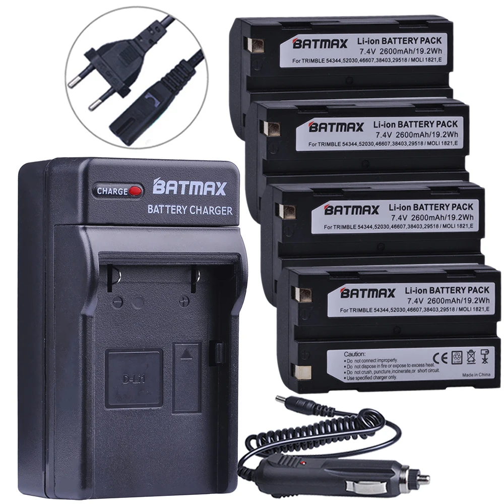 Batmax 4X2600 Mah Battery + Charger Per Trimble 54344,29518, 46607,52030, 38403, R8, 5700,5800, R6, R7, R8, R8 Gnss Ricevitore Gps