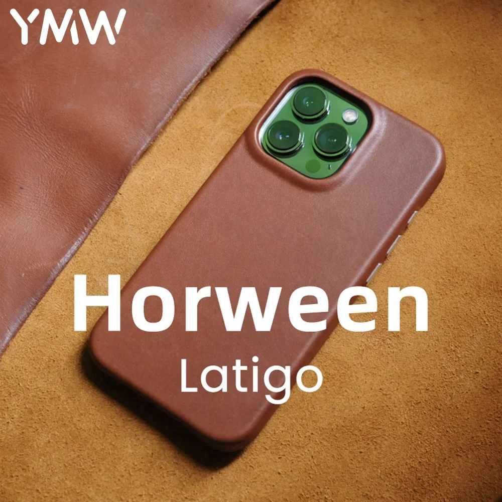 Ymw Horween Custodia In Vera Pelle Fatta A Mano Per Iphone 14 15 Pro Max 13 Cover Per Telefono In Pelle Bovina Conciata Al Vegetale Di Affari Di Lusso