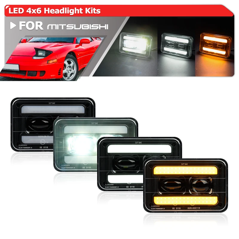 Per Mitsubishi 3000Gt Eclipse Van Galant Cordia H4666 H4651 H4656 4652 4X6 Fari A Led Drl/Indicatori Di Direzione/Hi/Lo Fascio Sigillato
