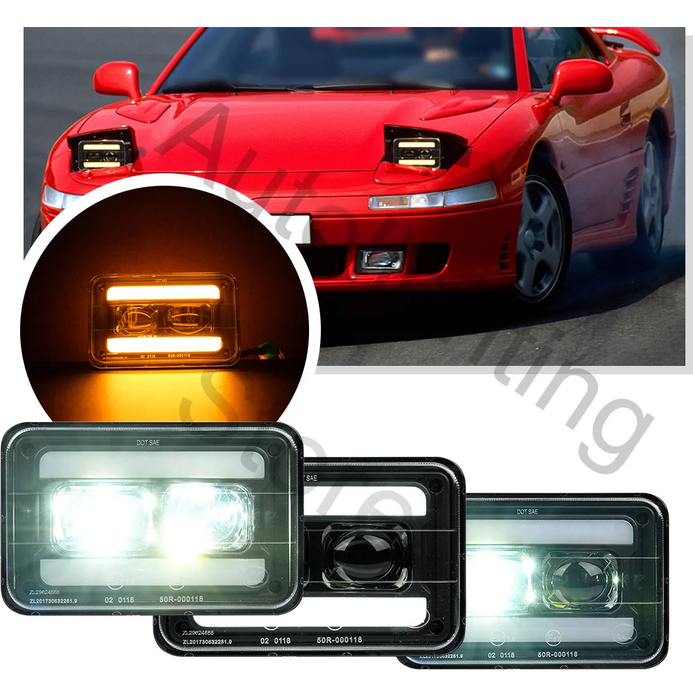 4X6 Switchback Led Proiettore Faro Drl Abbagliante/Anabbagliante, Indicatore Di Direzione Per Mitsubishi 3000Gt Eclipse Cordia Subaru Brat