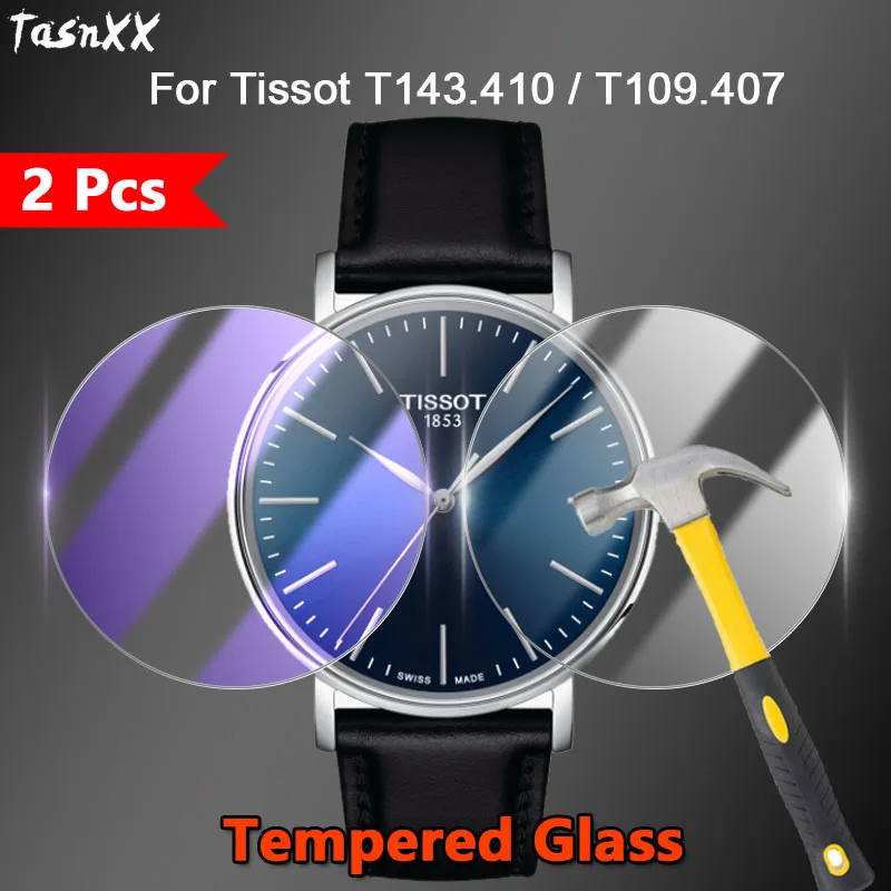 2 Pezzi Per Orologio Tissot Everytime T143.410 T109.410 T109.407 Pellicola Proteggi Schermo In Vetro Temperato Trasparente/Anti Viola 2.5D