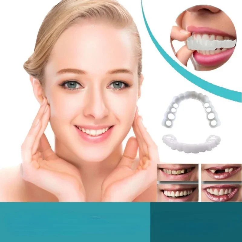 Perfect Fit Teeth Whitening Copertura Per Denti Finti Snap On Silicone Smile Impiallacciature Denti Flexibles Denti Finti Dispositivi Per Lo Sbiancame