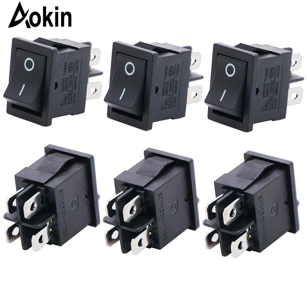 6 Pcs Snap-In Dpst Switch Toggle Power On Off Switch 4 Pin Ac 250V 6A 125V 10A Uso Per Auto Auto Boat Elettrodomestici