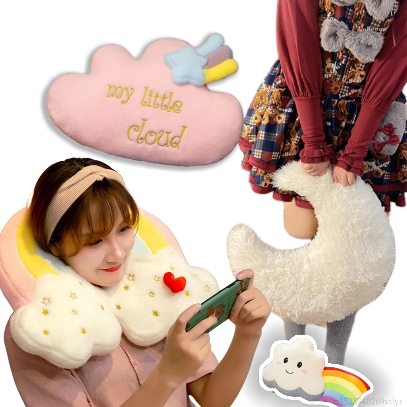 Promozionale Ins Style Funny Cloud Moon Soft Peluche Baby Cute Throw Pillow Comfort Cartoon Dolls Home Office Decor Regalo Di Natale