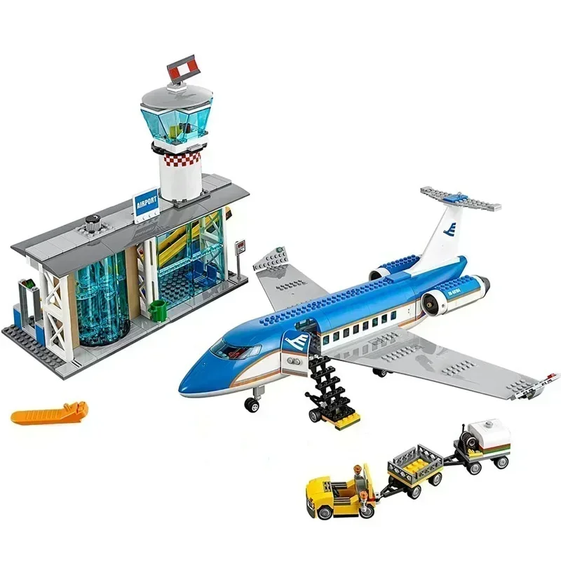 Kit Di Blocchi Di Costruzione Di Mattoni Della Stazione Dell'Aeroporto Dell'Aeroplano Costruzione Dell'Aereo Del Passeggero Compatibile 60104 Giocatto