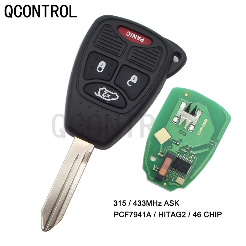 Qcontrol Chiave Remota Per Jeep Vehicle Auto Liberty Wrangler Commander Patriot Compass Grand Cherokee Uncut Blade 315 / 433 Mhz