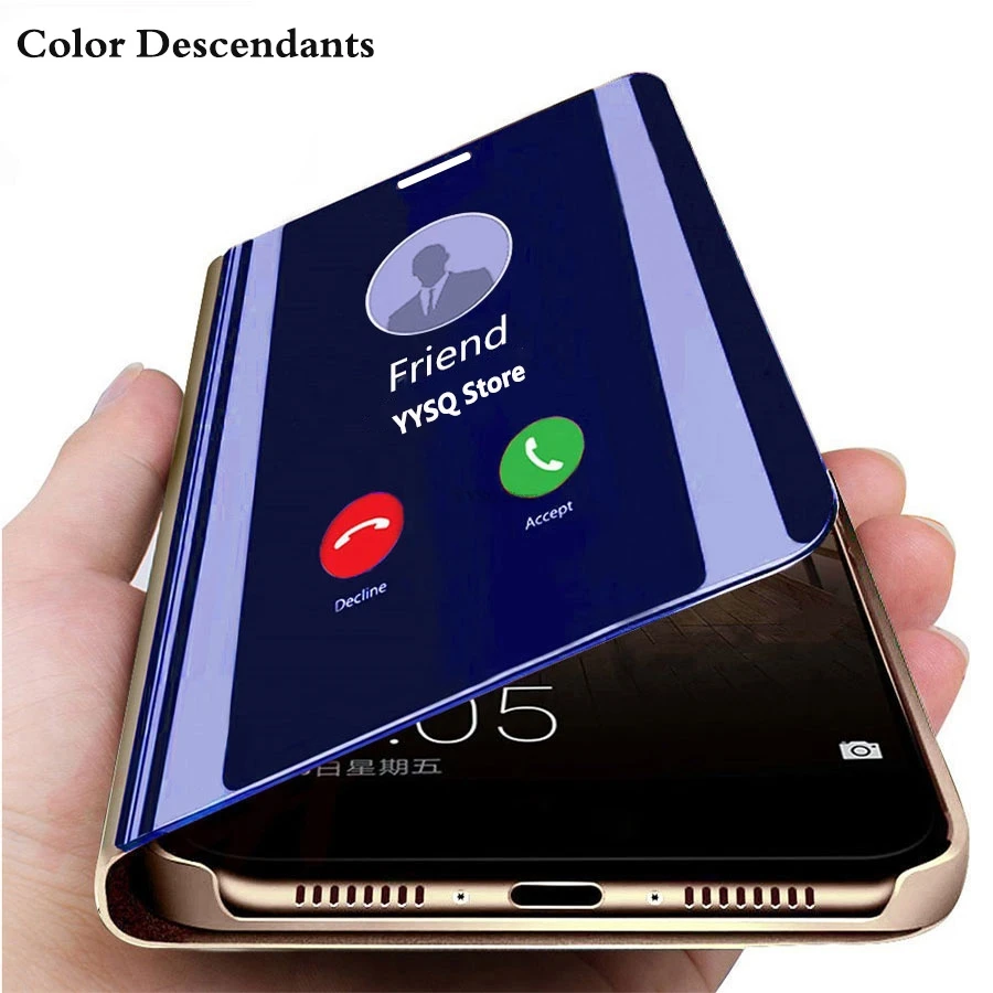 Custodia Flip Smart Mirror Per Samsung Galaxy A6 Plus 2018 Custodie Cover In Pelle Per Samsung A6 Plus A6 + A6Plus Custodia Magnetica