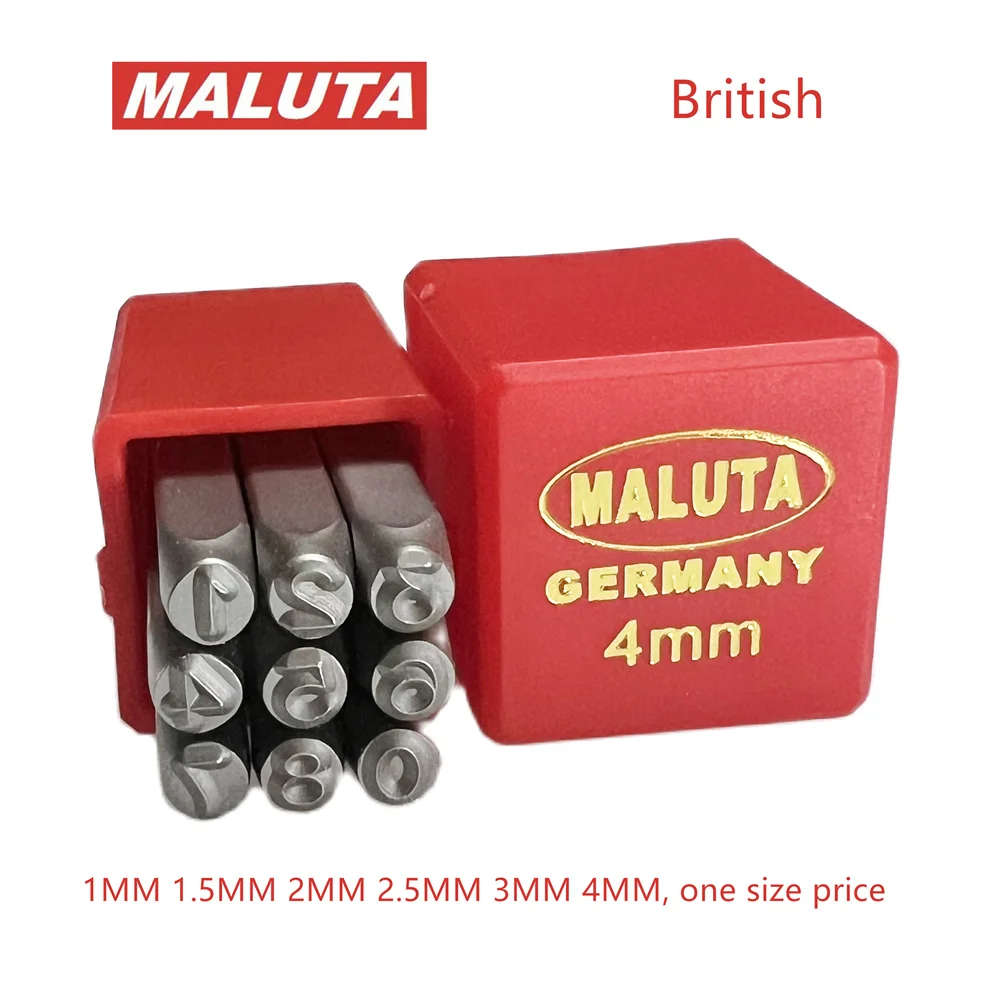 Baterpak Maluta 1/1.5/2/2.5/3/4Mm British Steel Seal,Car Chassis Number Stamp Puncher Steel Word Punch Stamp,9 Pz/Scatola