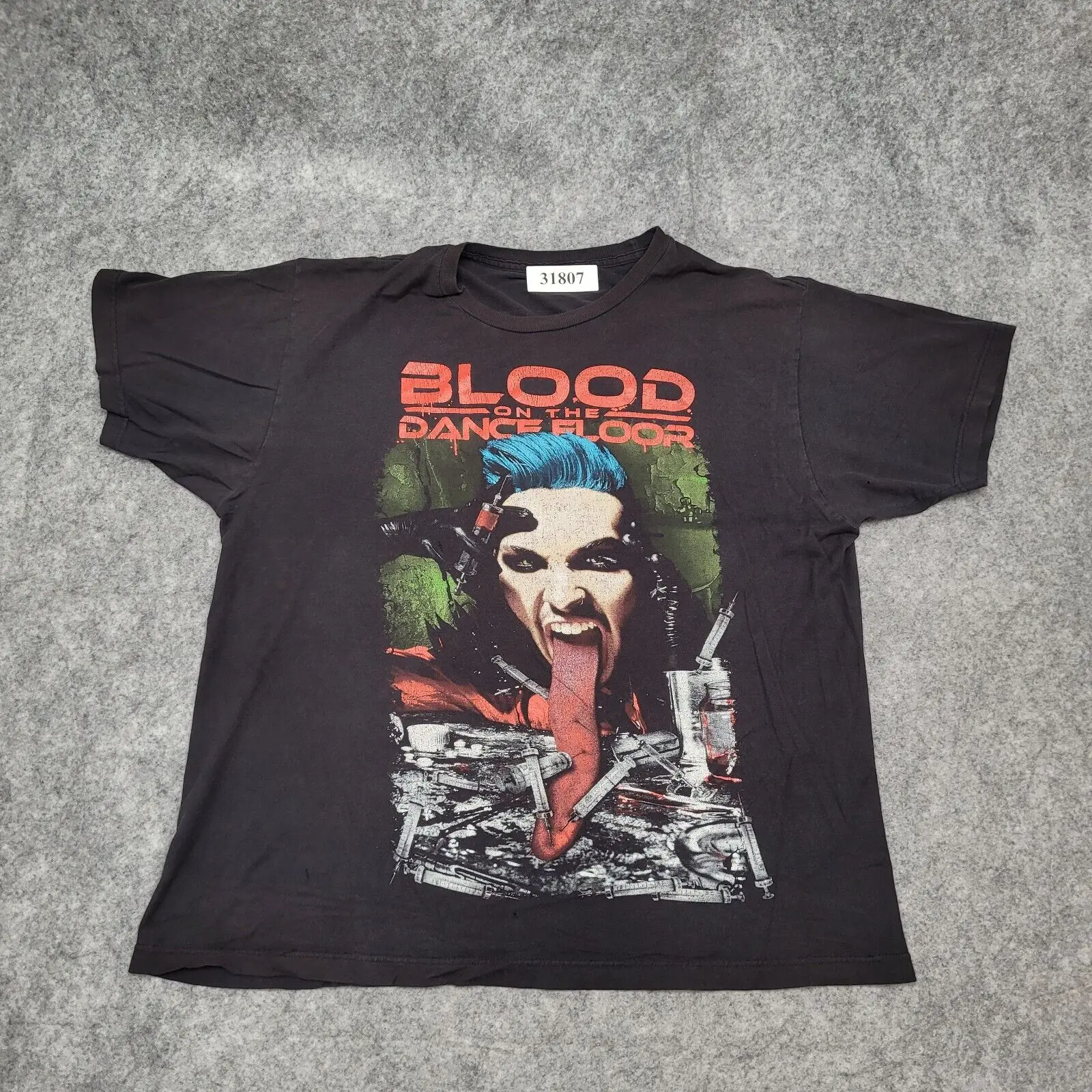 Camicia Blood-On-The-Dance-Floor Large Oversize Black Graphic Tee Maniche Lunghe