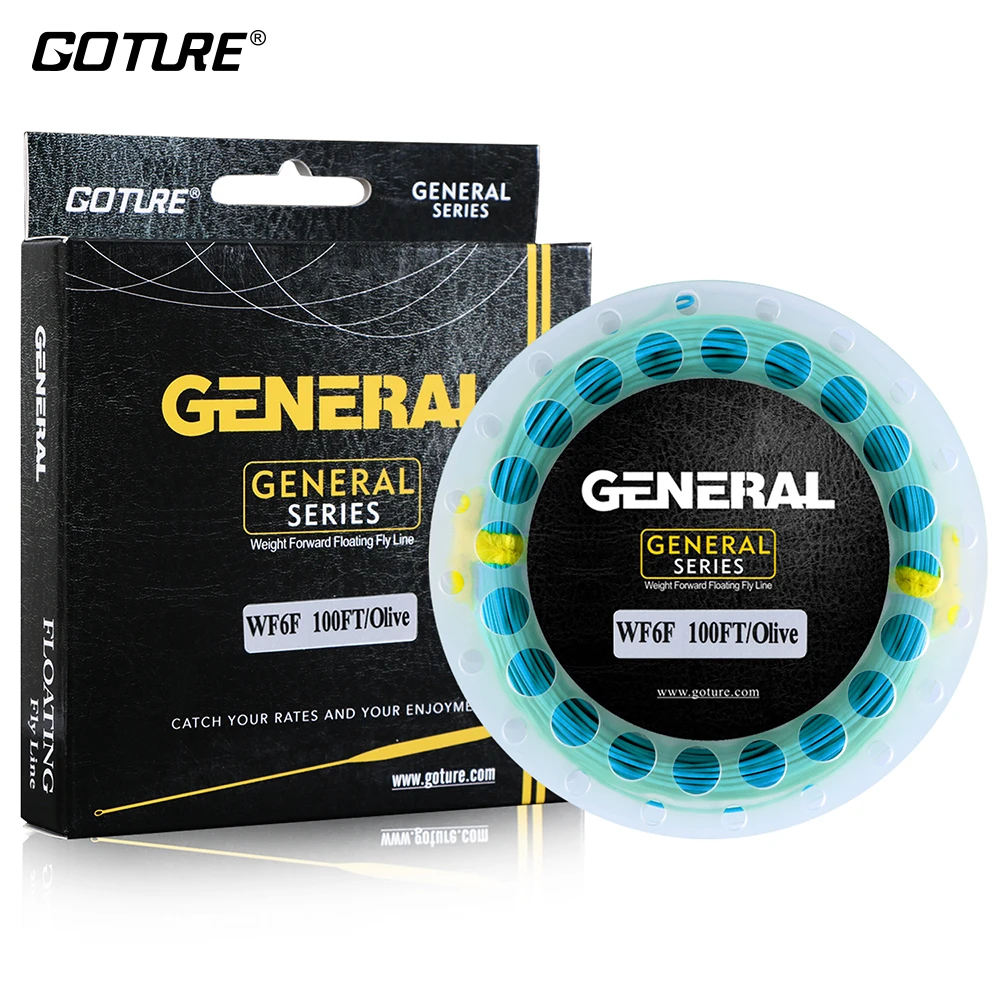 Goture General Fly Line 30M/100Ft Wf 3/4/5/6/7/8F Peso Forward Floating Fly Fishing Line Con Passanti Saldati 7 Colori Opzionali