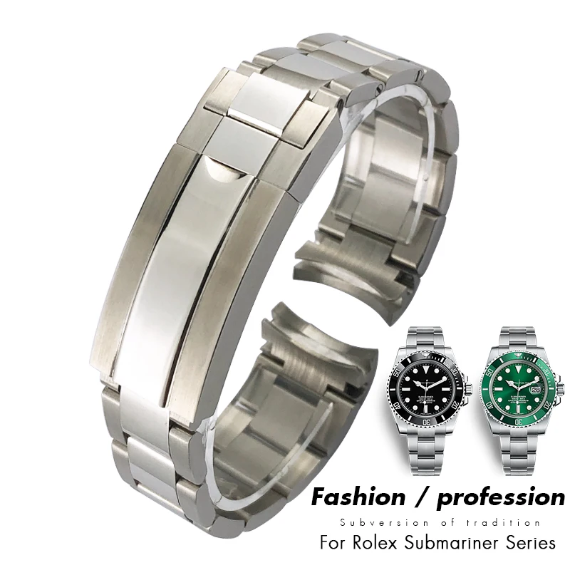 Cinturino In Acciaio Inossidabile Da 20Mm Cinturino Curvo 316L Adatto Per Rolex Submariner Gmt Rose Golden Slide Lock Cinturino In Metallo Argento