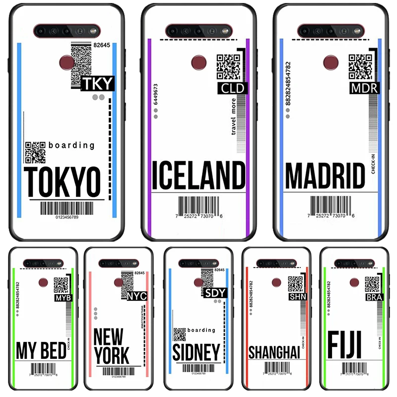 Fashion Air Ticket Cover Lg K92 K42 K22 K71 K61 K51S K41S K30 K20 2019 Q60 V60 V50 S V40 V30 G8 Custodia Nera Per Telefono