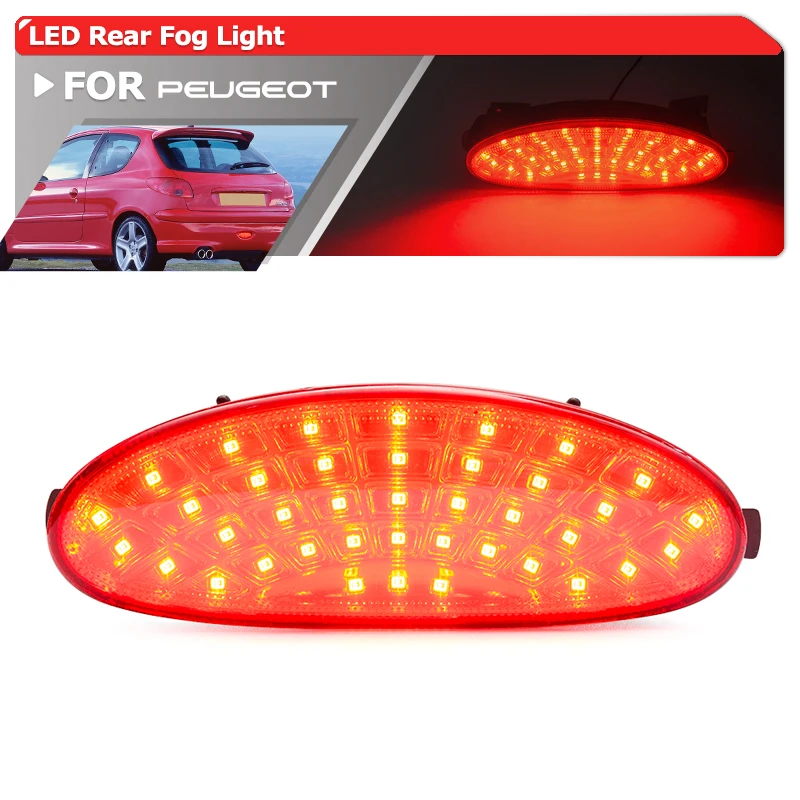 1X Oe-Spec 6351K5 Paraurti Posteriore Led Kit Fendinebbia Da Corsa Per Peugeot 206 Hatch / 206 Cc /206 Sw / 206 Gti Accessori Auto Rossi