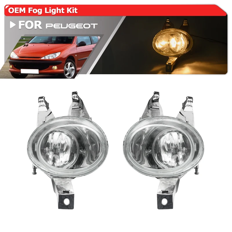 2X Paraurti Anteriore Trasparente Lato L & R Oe-Spec Guida Fendinebbia Kit Assy Per Peugeot 206 Hatchback/ 206 S16 Gti/ 206 Cc/ 206 Sw Fendinebbia