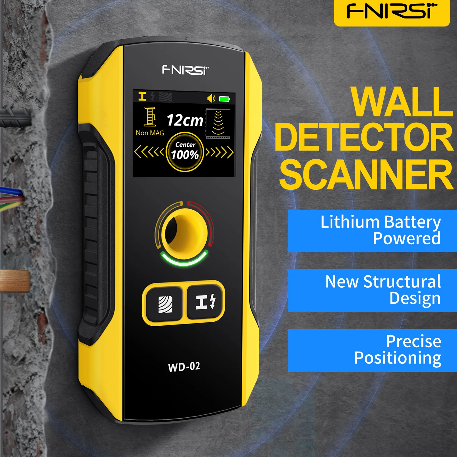 Fnirsi Wd-01/Wd-02 Metal Detector Scanner Da Parete Ac Live Cable Wires Metal Wood Stud Find Con Foro Di Posizionamento Rilevatore A Parete