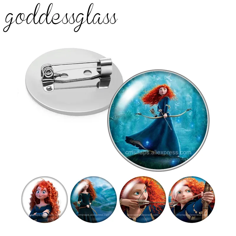Disney Brave Princess 0.03 Photo Glass Cabochon Spilla Pinback Button Bag Vestiti Denim Jeans Spilla Distintivo Gioielli Regalo
