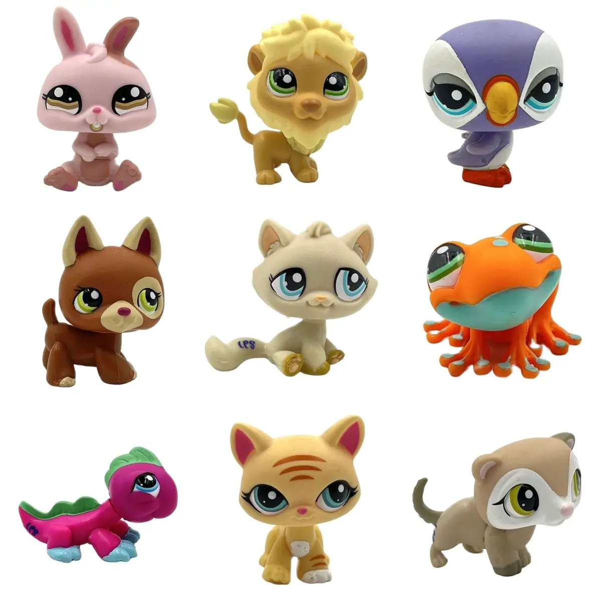 Lps Cat Rare Littlest Pet Shop Toys Cute Animal Toy Yellow Lion Orange Frog Blue Owl Rabbit Puppy Old Original Bobble Head Toy