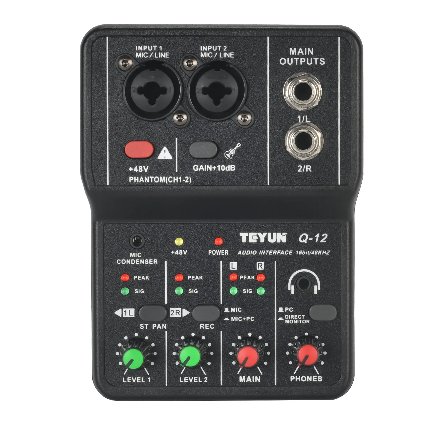 Interfaccia Audio Portatile Mini Mixer Per Schede Audio Esterno Professionale 48V Computer Guitar Studio Pc Record Teyun Q-12 Equipment