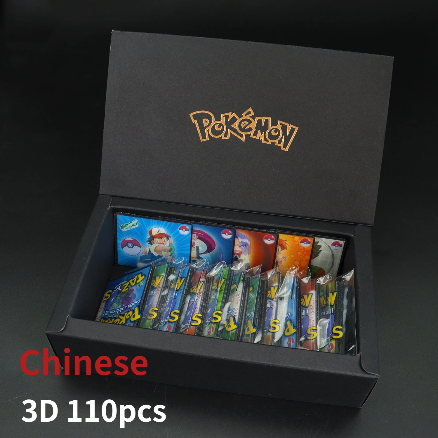 Pokemon Tazos Cinese 110Pcs Colpi Box Square 3D Collection Cards Trainer Pogs Cheetos Chipitaps Edicion Rubinetti Regali Per Bambini