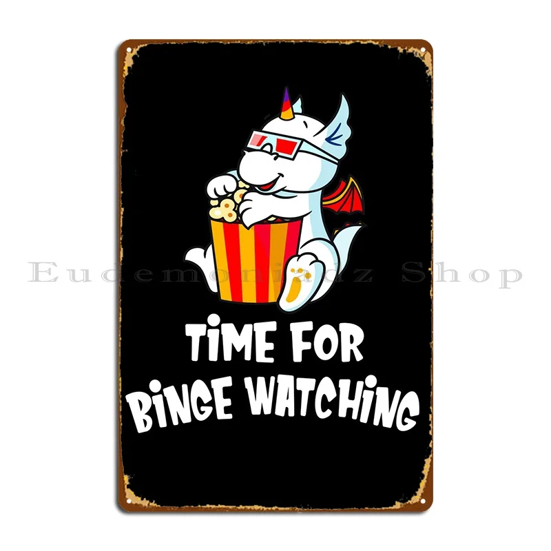 Binge Watching Cute Dragon Metal Sign Bar Club Kitchen Personalizza Classic Tin Sign Poster