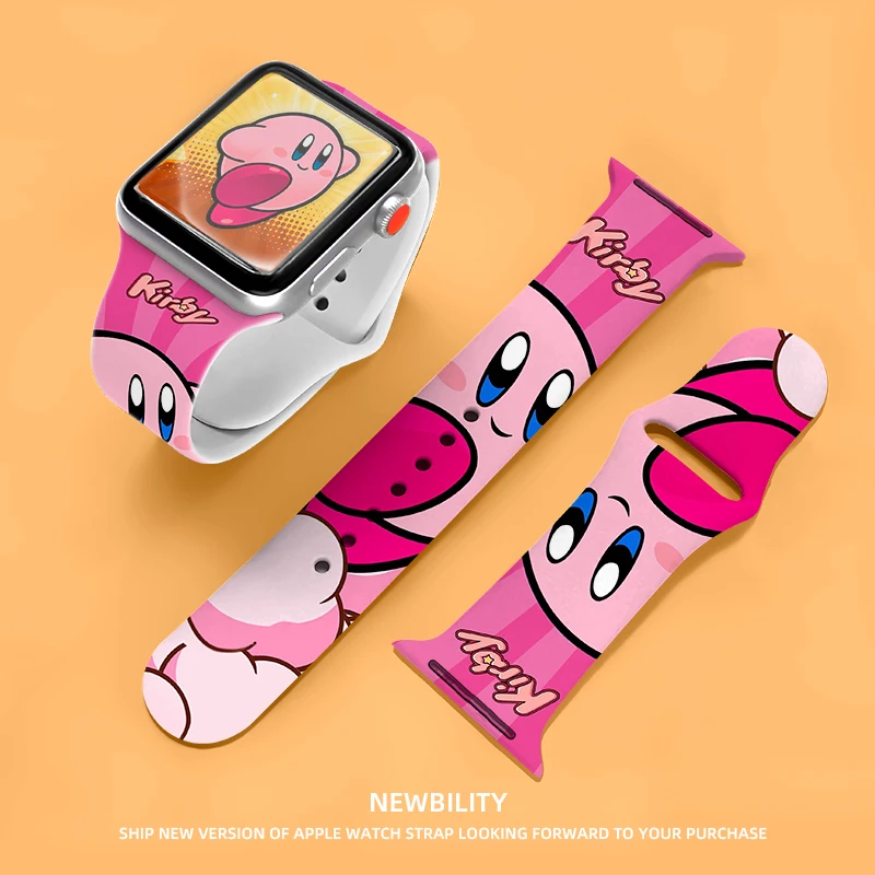 Star Kirby Apple Watch Strap Per Iwatch1/2/3/4/5/6 Generation Se Cartoon Cute Pikachu Watch Cinturino Di Ricambio Regali Di Compleanno