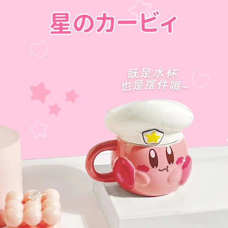 Cartoon Kirby Cup Karbi Mug Water Anime Cute Pink Chef Figure Kawaii Mug Coffee Glass Cup Milk Water Cups Girl Regali Di Compleanno
