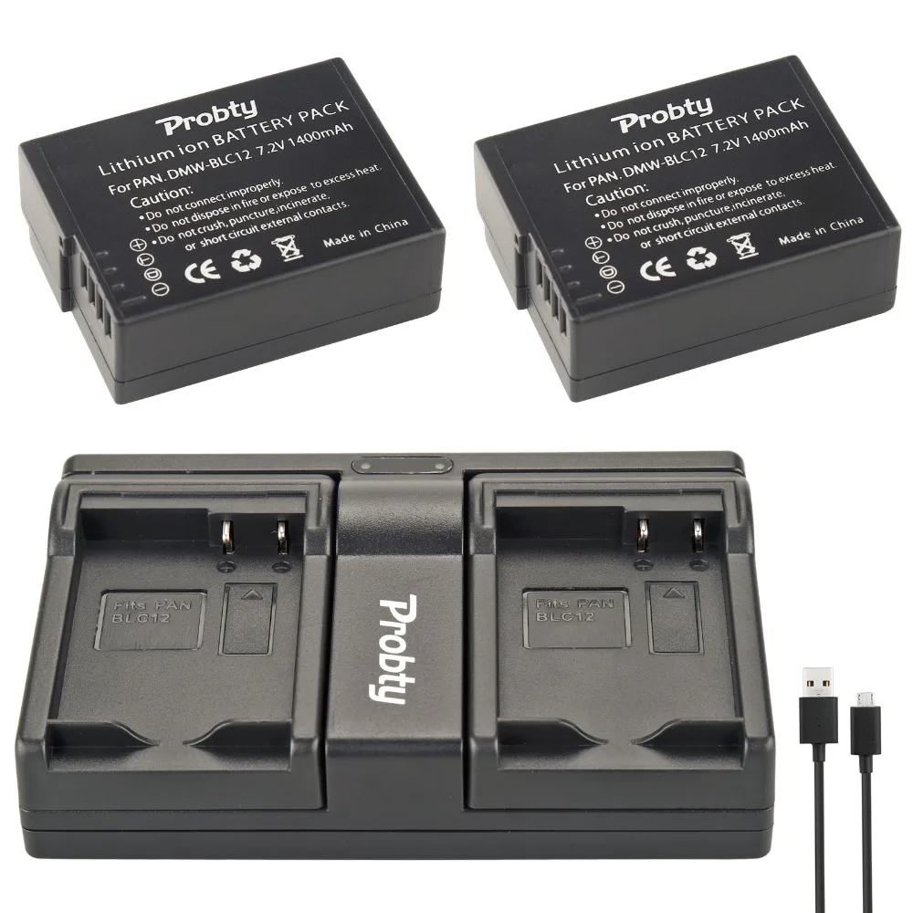 2 Pcs Dmw-Blc12 Dmw Blc12 Batteria Per Fotocamera + Caricatore Doppio Usb Per Panasonic Lumix Dmc-Fz200 Dmc Fz200 G5 G6 Gh2 Btc6