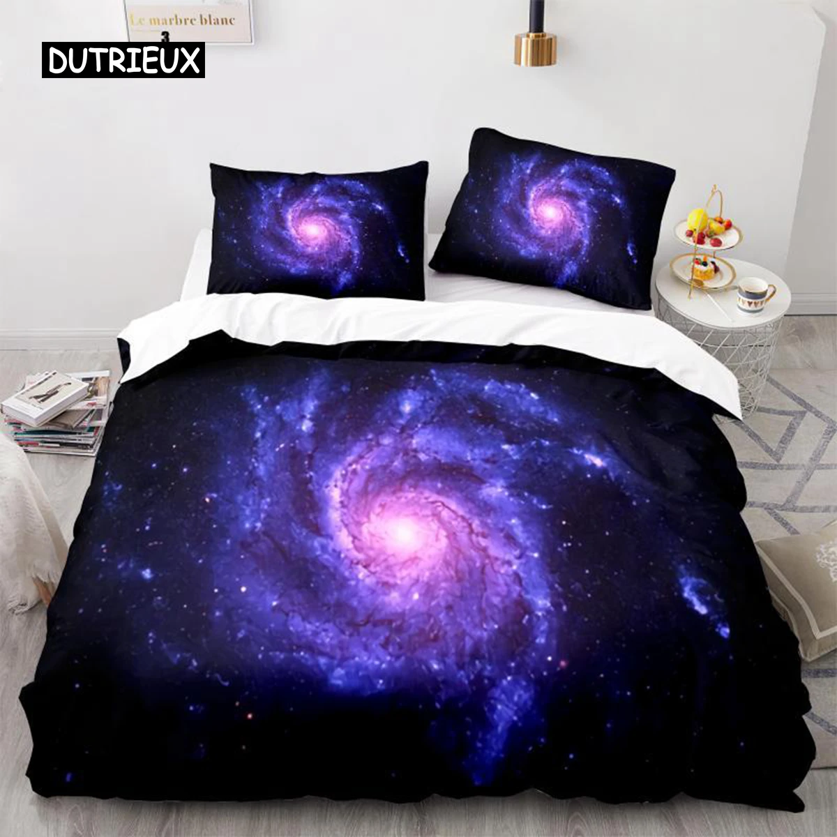 Copripiumino Cielo Stellato Twin Size Universe Decor Twin Bedding Set Microfibra Outer Space Theme Milky Way Galaxy Comforter Cover