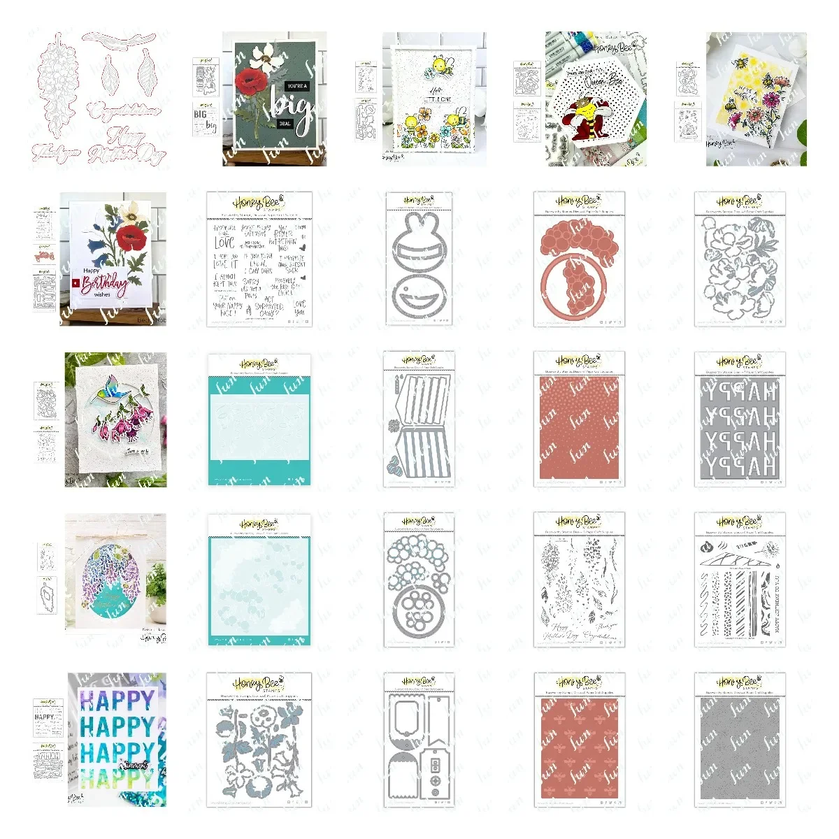 Fai Da Te Happy Birthday Cake Gift Tags Honey Bee Hot Foil Plate Glicine Peony Flowers Vintage Hive New Cut Dies Timbri Stencil Set