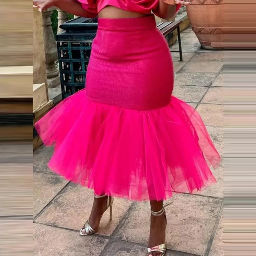 Gonna Da Donna Sottile Fucsia Gonna A Sirena Da Donna Africana Per Donna Compleanno Abbigliamento Formale Jupes Lunghezza Del Tè