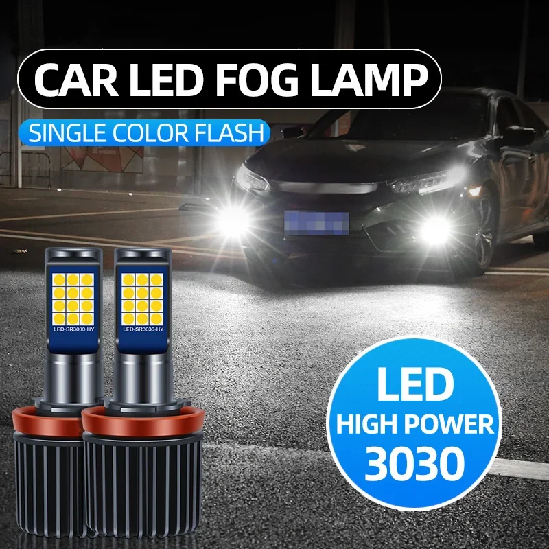 2Pcs Strobe Car Fendinebbia H1 H3 H8 H11 Led 9005 Hb3 9006 Hb4 H7 Auto Daytime Running Light Flash Driving Bulb Bianco