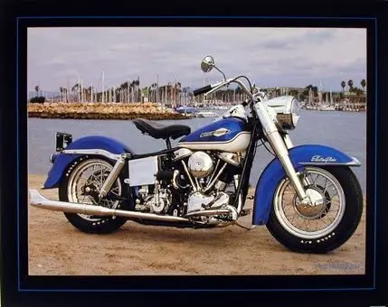 Decorazione Da Parete Per Moto 1965 Blue Panhead Davidson Vintage Art Print Poster