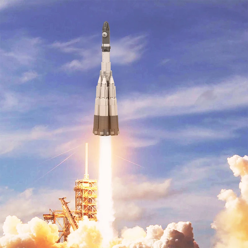 Moc High-Tech Space R-7 Rocket Family Valigetta Building Blocks Kit Saturn V African N1 Moon Explore Vehicle Bricks Toy For Kid Gift