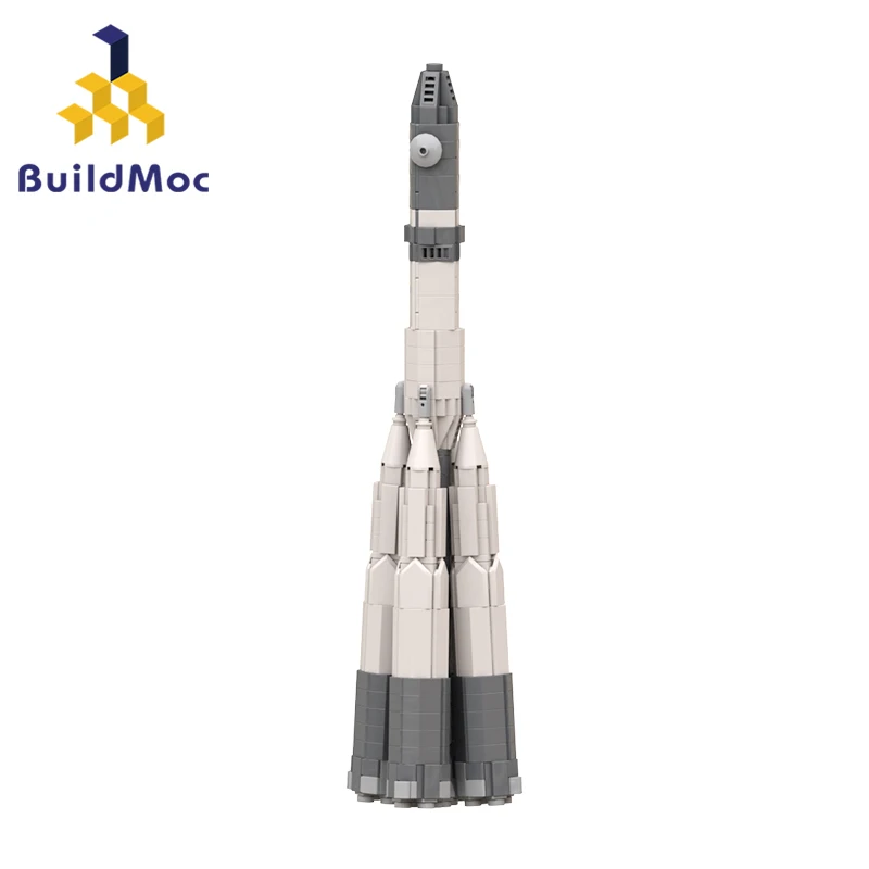Buildmoc Space Rocket Family Scott Building Blocks Set Saturn V R-7 African N1 Moon Explore Vehicle Bricks Toy For Children Gift