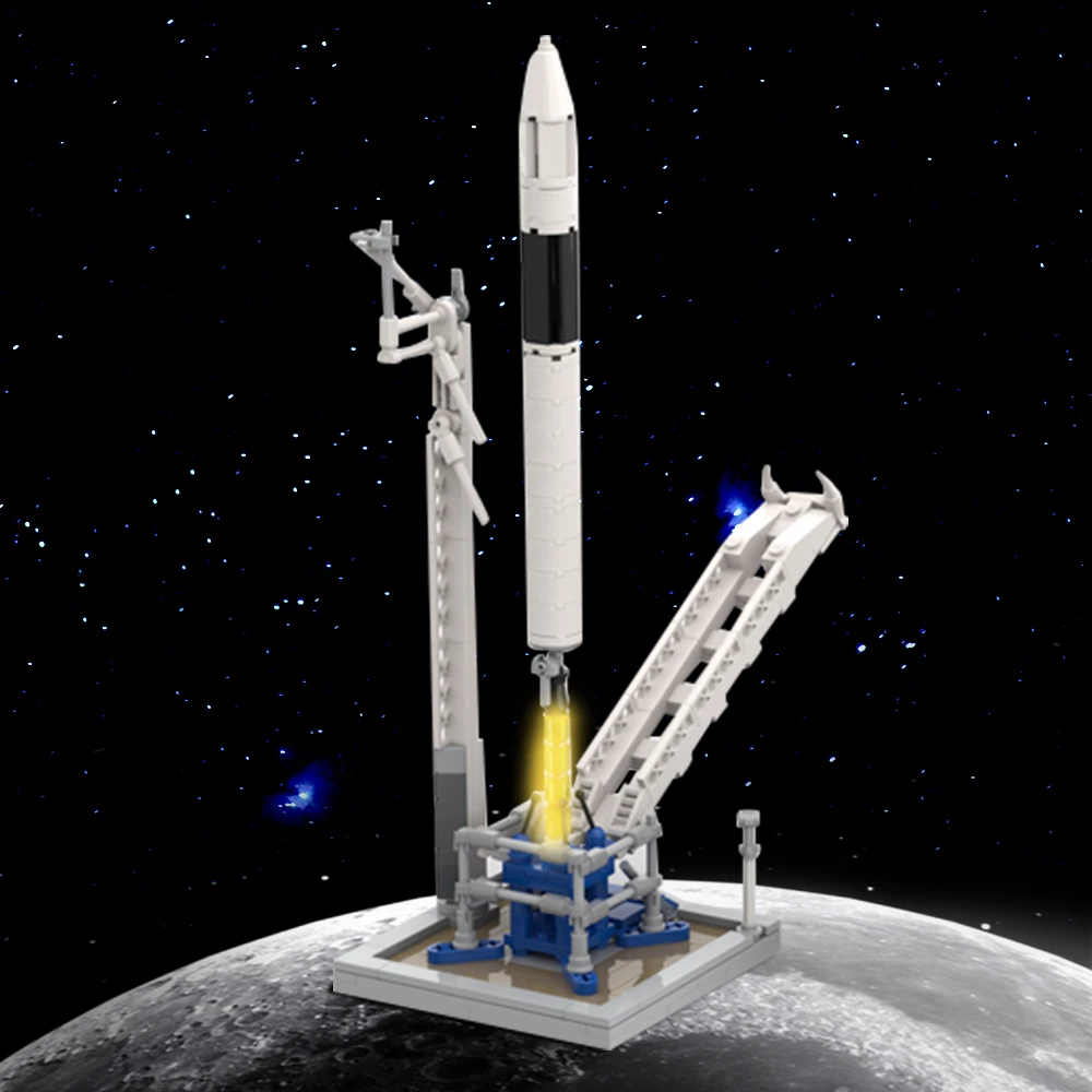 Moc Spacex Falcon 1 & Launch Pad [Saturn V Scale] Rocket Model Bricks Military Universe Building Block Giocattolo Per Bambini Regalo Di Compleanno